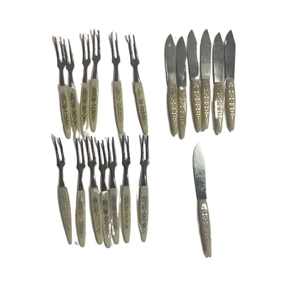 Vintage Lot of 20 Mid Century Modern Cocktail Appetizer Forks Knives